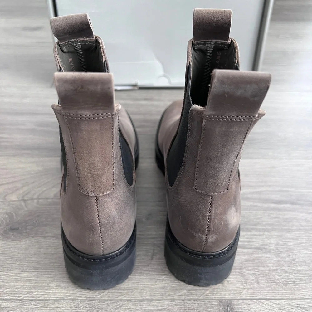 EVERLANE The Lug Chelsea Boots Size 6.5 Leather Taupe Brown Platform Grunge 90s